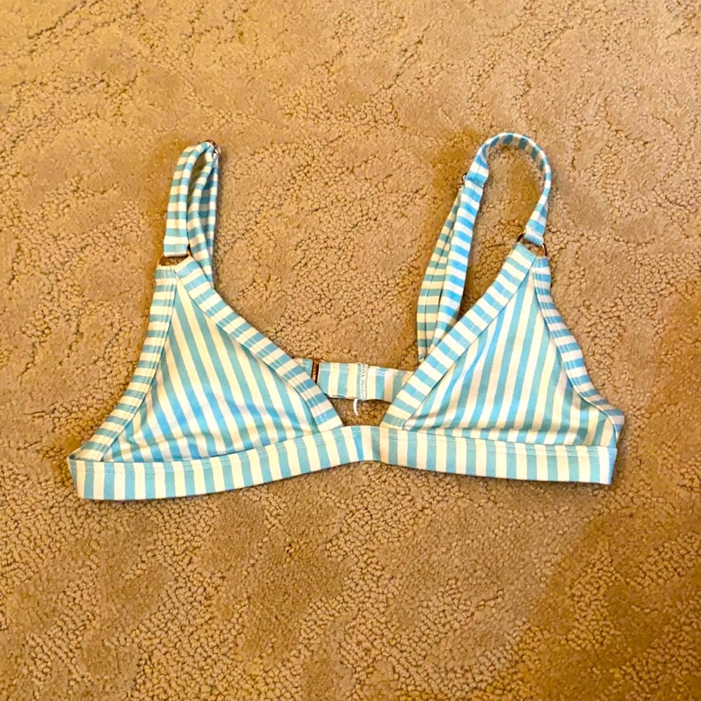 Baby blue and white bikini top